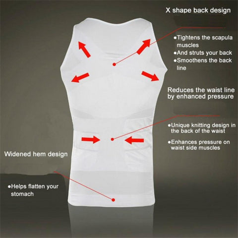 Image of Men Corset Body Slimming Tummy Shaper Vest Belly Waist Girdle Shirt Black/White Shapewear Underwear Waist Girdle Shirts