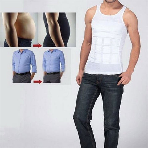 Image of Men Corset Body Slimming Tummy Shaper Vest Belly Waist Girdle Shirt Black/White Shapewear Underwear Waist Girdle Shirts